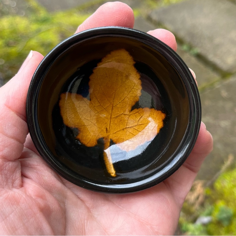 Chinese Song Jizhou Kiln Black Glaze Porcelain Maple Leaf Tea Bowl Pottery